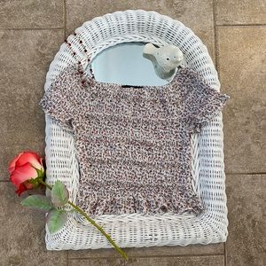 French Kiss smocked floral crop top